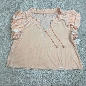 NWT Free People Terese Velour Velvet Crop Top  Peachy Pink. Boho luxury Small